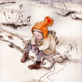 First Snow. Watercolor and sepia pen